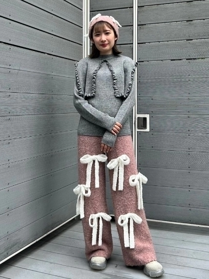 FLUFFY RIBBON KNIT PANTS | Candy Stripper（キャンディ