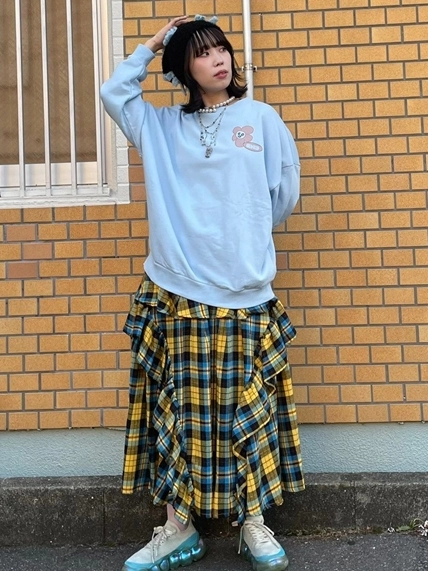 【OHESHIO】CHECK FRILL MIDI SKIRT チェックフリルスカート CHECK FRILL MIDI SKIRT | Candy Stripper(キャンディ