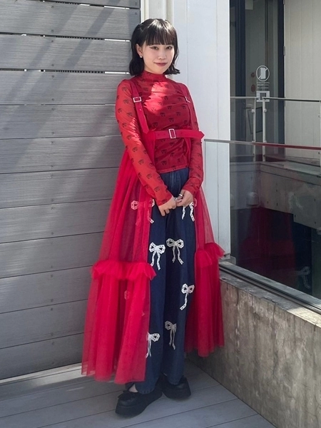 LACY RIBBON DENIM PANTS | Candy Stripper（キャンディ