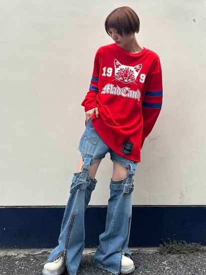 CHEEKY BELTED DENIM PANTS | Candy Stripper（キャンディ