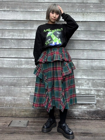 【OHESHIO】CHECK FRILL MIDI SKIRT チェックフリルスカート CHECK FRILL MIDI SKIRT | Candy Stripper(キャンディ