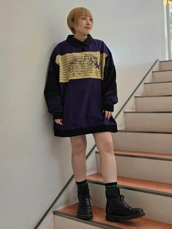 CANDY STRIPER オリーブグリーンと黒のストライプ 長袖ポロシャツ niko and… ポロシャツ ストライプポロニットプルオーバー メンズ