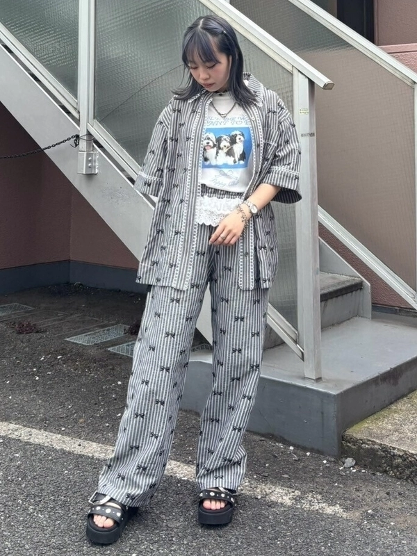 RIBBON STRIPE EASY PANTS | Candy Stripper（キャンディ ストリッパー