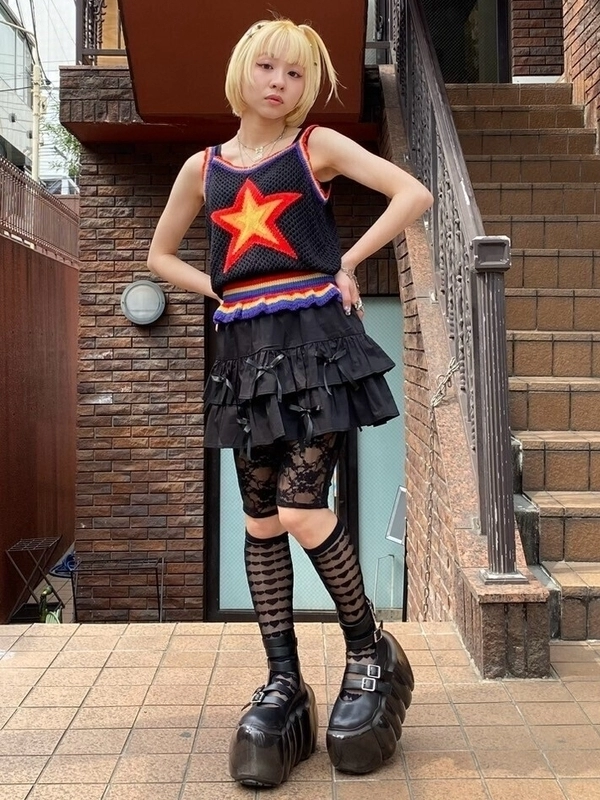RIBBON SKIRT LAYERED PANTS | Candy Stripper（キャンディ