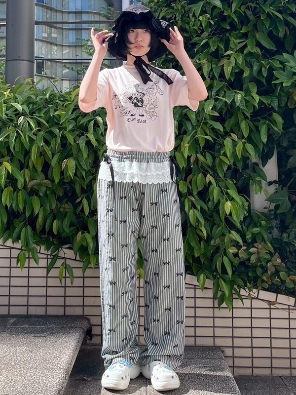 RIBBON STRIPE EASY PANTS | Candy Stripper（キャンディ ストリッパー
