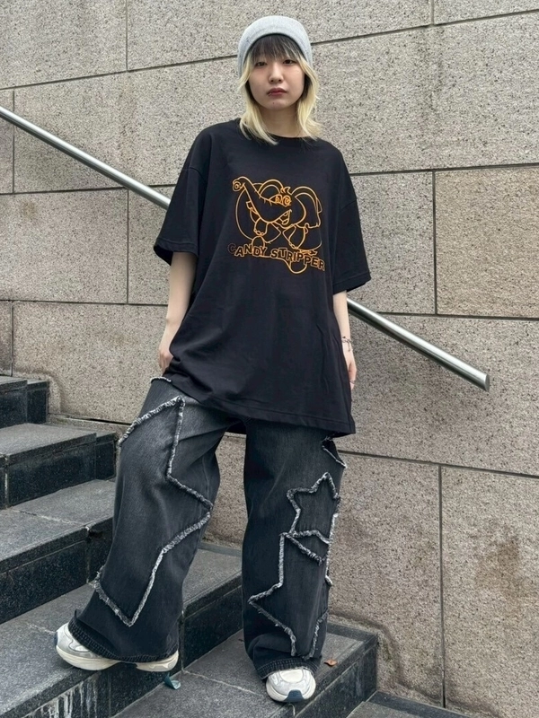 STAR PATCHED DENIM PANTS | Candy Stripper（キャンディ