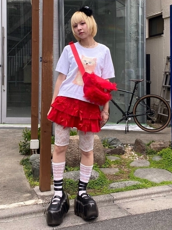RIBBON SKIRT LAYERED PANTS | Candy Stripper（キャンディ
