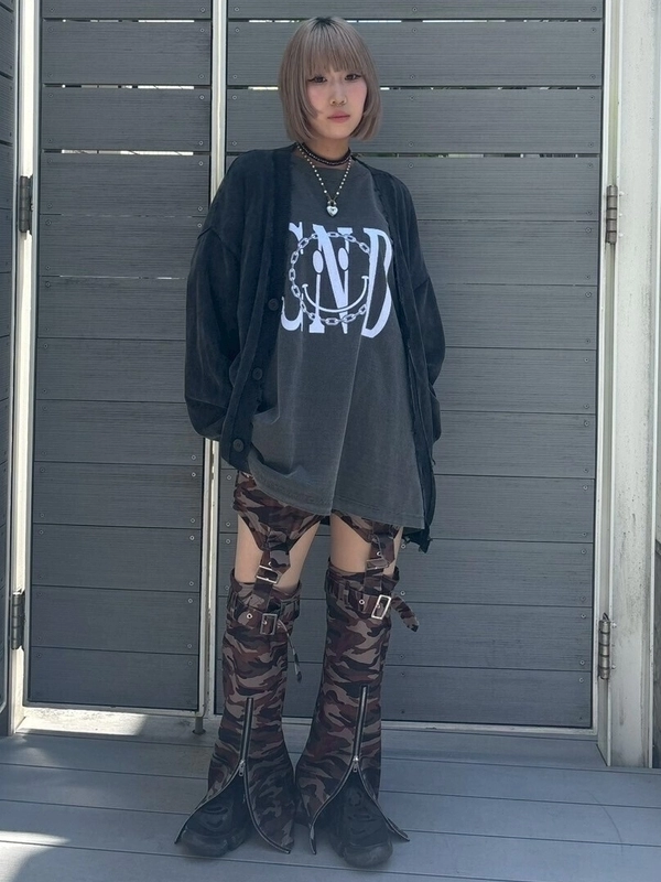 PIGMENT DAMAGE KNIT CARDIGAN | Candy Stripper（キャンディ