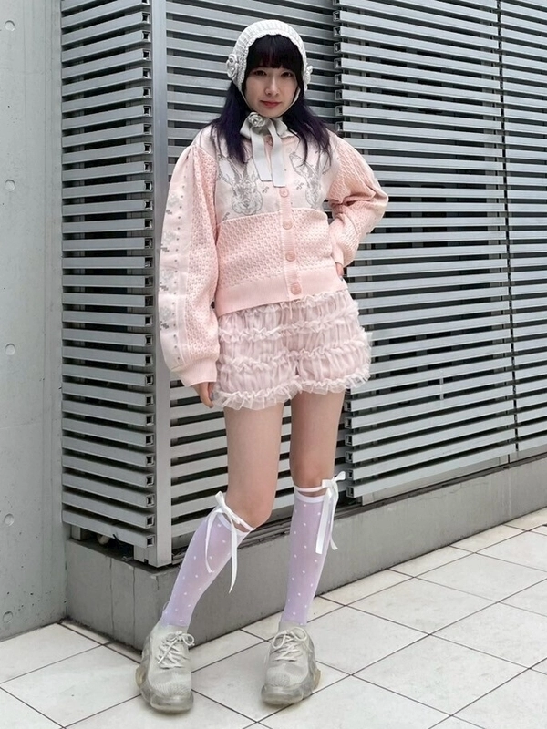 RABBIT FLOWER KNIT CARDIGAN | Candy Stripper（キャンディ