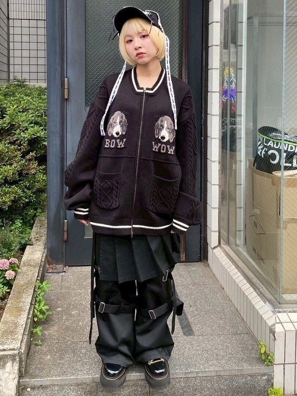 TWIN DOGS KNIT JUMPER アイボリー Candy Stripper（キャンディーストリッパー） ニット セーター TWIN