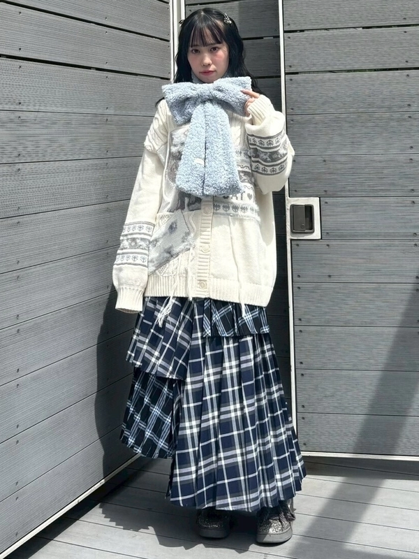 OVERLAP CHECK PLEATS SKIRT | Candy Stripper（キャンディ