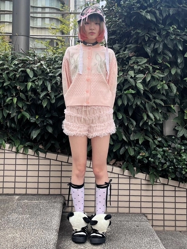 RABBIT FLOWER KNIT CARDIGAN | Candy Stripper（キャンディ