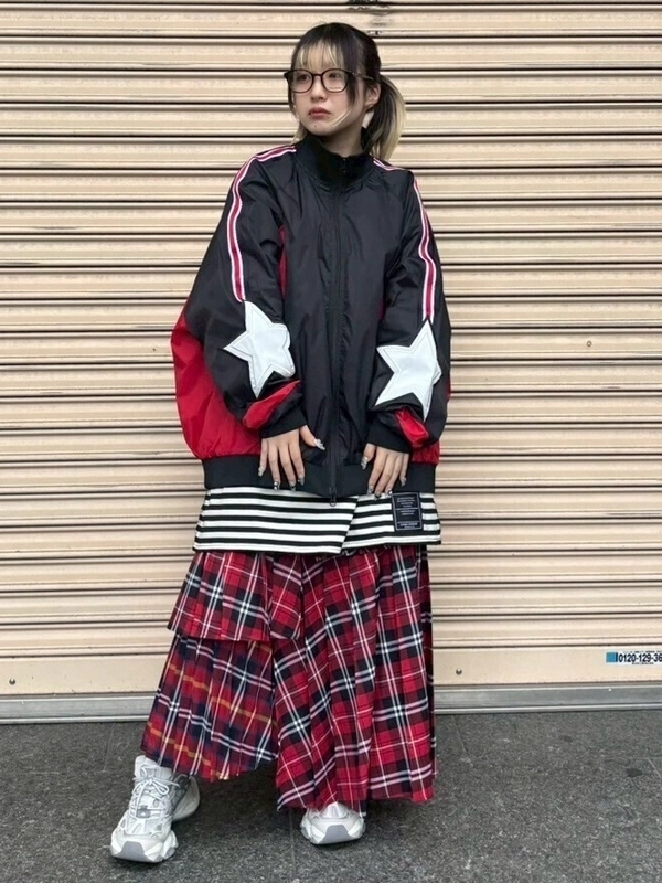 OVERLAP CHECK PLEATS SKIRT | Candy Stripper（キャンディ