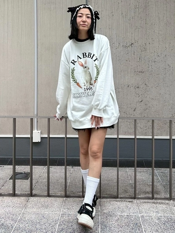 RABBIT UNIVERSITY SWEAT ONE-PIECE | Candy Stripper（キャンディ