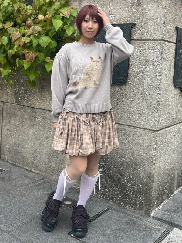 MEOW VOLUME SLEEVE KNIT | Candy Stripper（キャンディ ストリッパー