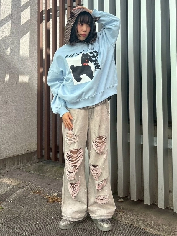 BIJOU DAMAGE DENIM PANTS | Candy Stripper（キャンディ ストリッパー