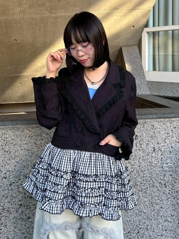 美品✨MARNI 変形フリルジャケット ネイビー 42 ノーカラー ペプラム 00tk1359-1.jpg