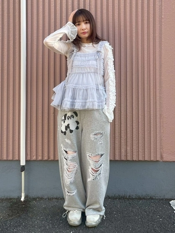 DOLLY RIBBON TULLE FRILL TOPS | Candy Stripper（キャンディ