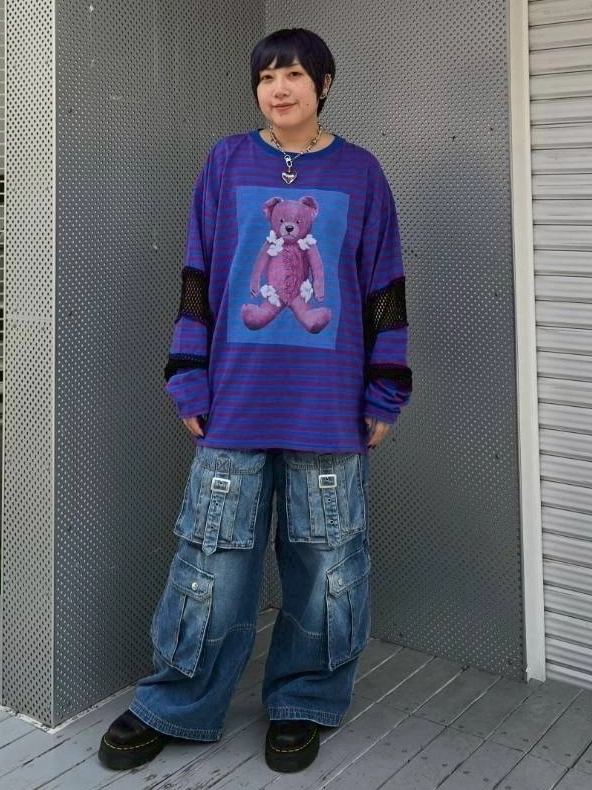 BROKEN BEAR PATCHED BORDER TOPS | Candy Stripper（キャンディ