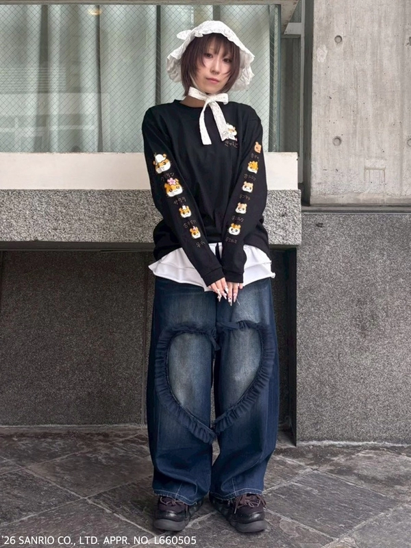 HEART OPEN FRILL DENIM PANTS | Candy Stripper(キャンディ HEART OPEN FRILL DENIM PANTS | Candy Stripper(キャンディ