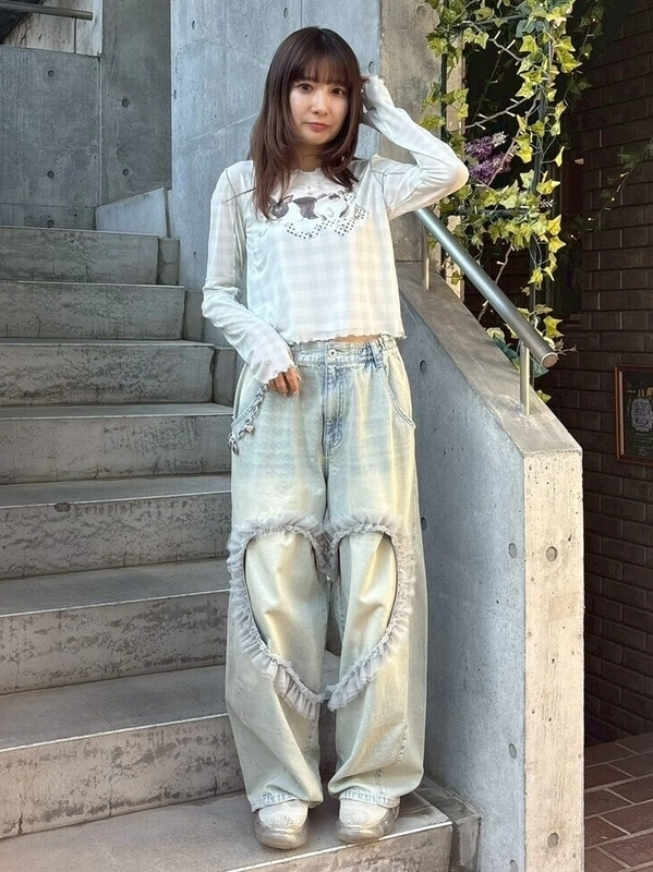 HEART OPEN FRILL DENIM PANTS | Candy Stripper（キャンディ