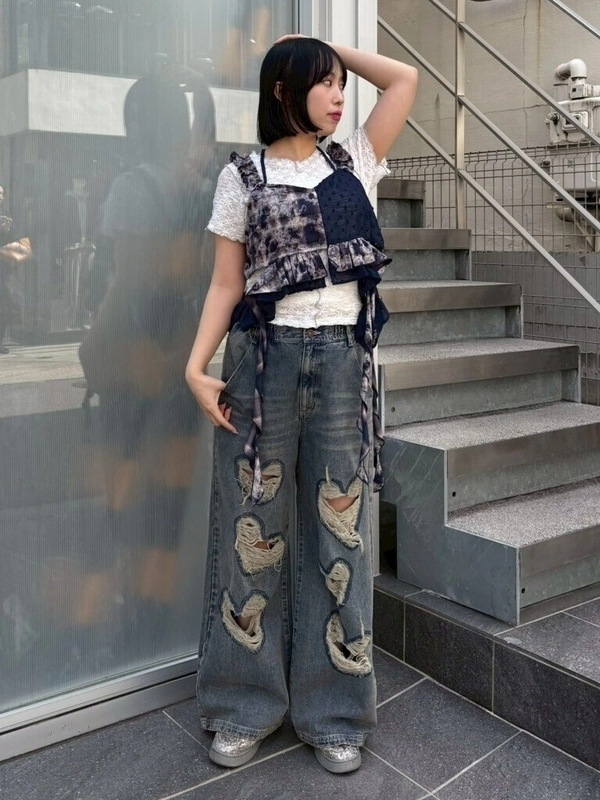 HEART DAMAGE DENIM PANTS | Candy Stripper（キャンディ ストリッパー
