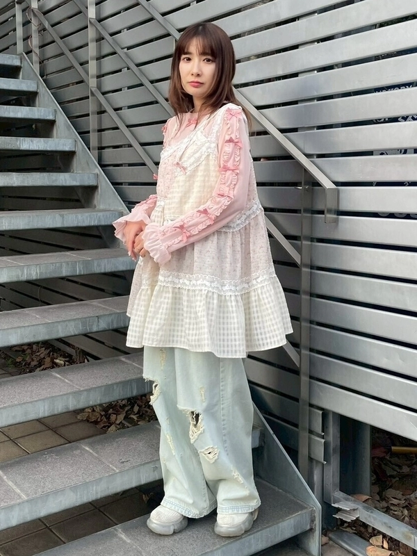 DOLLY RIBBON TULLE FRILL TOPS | Candy Stripper（キャンディ