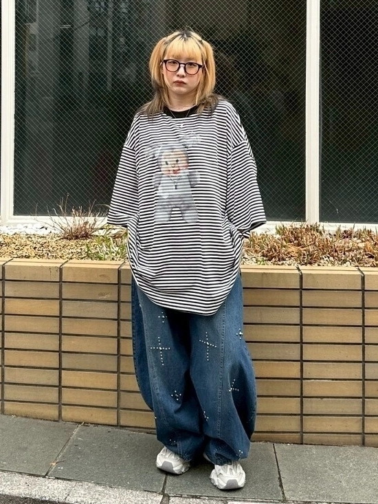 DOPE BUNNY BORDER BIG TEE | Candy Stripper（キャンディ