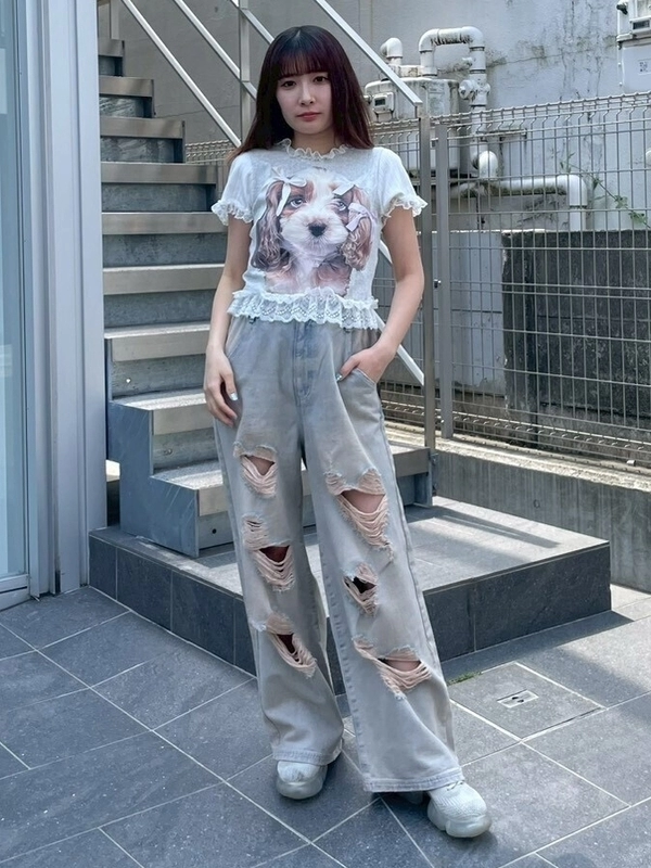 HEART DAMAGE DENIM PANTS | Candy Stripper（キャンディ ストリッパー