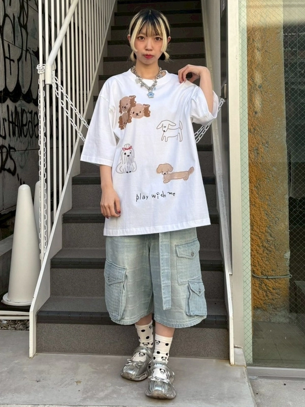 CHECK SAGGING DENIM HALF PANTS | Candy Stripper（キャンディ