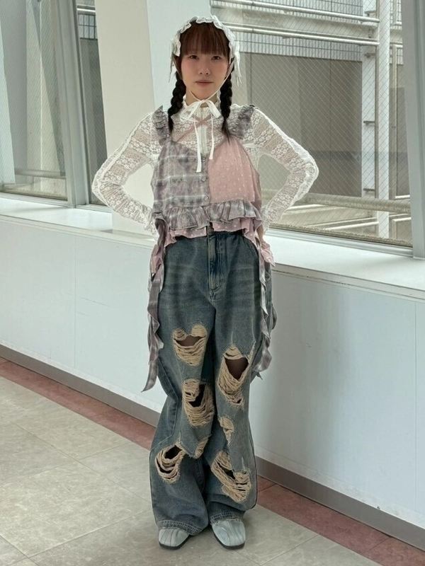 HEART DAMAGE DENIM PANTS | Candy Stripper（キャンディ ストリッパー