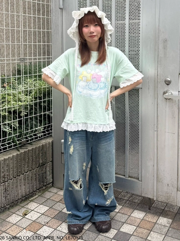 TATTERED LAYERED DENIM PANTS | Candy Stripper（キャンディ