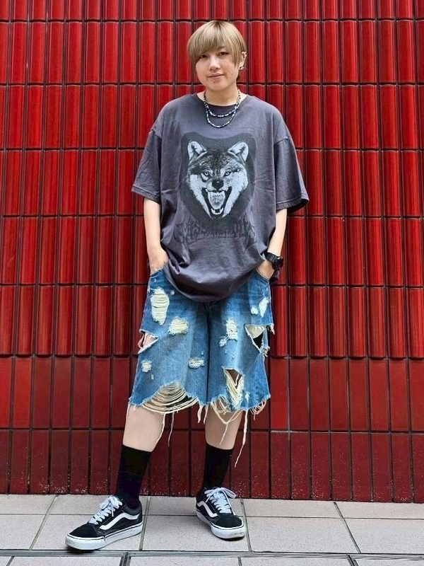 TATTERED LAYERED DENIM HALF PANTS | Candy Stripper（キャンディ