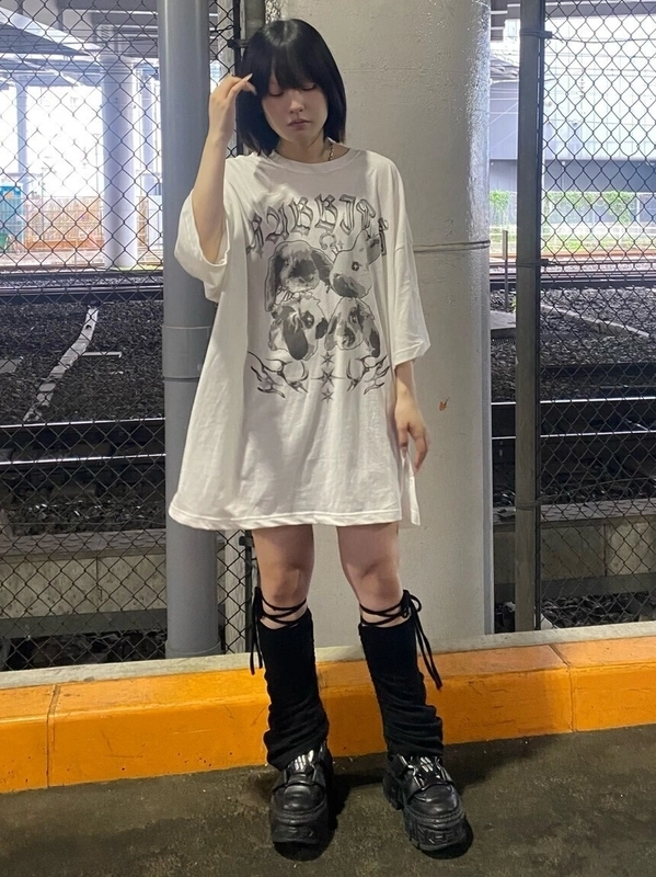 BUNNIES METAL BIG BIG TEE | Candy Stripper（キャンディ