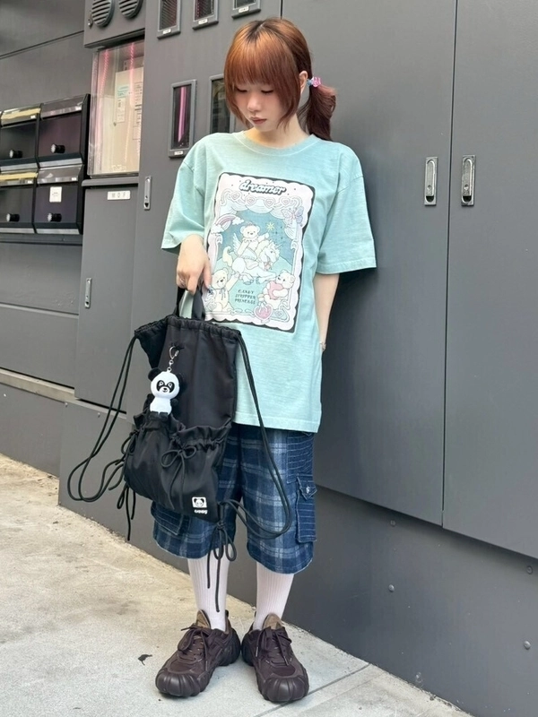 CHECK SAGGING DENIM HALF PANTS | Candy Stripper（キャンディ
