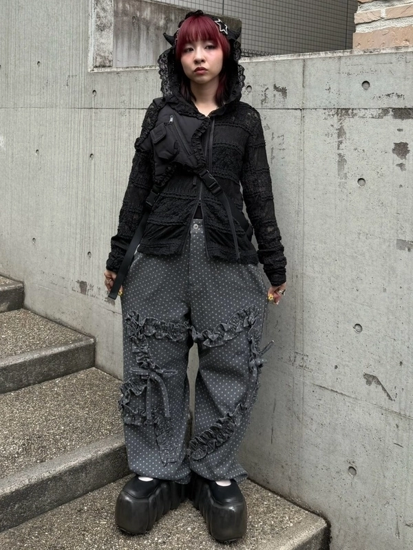 CandyStripper DEVIL HORN LACE フーディー ブラック DEVIL HORN LACE HOODIE | Candy Stripper（キャンディ ストリッパー